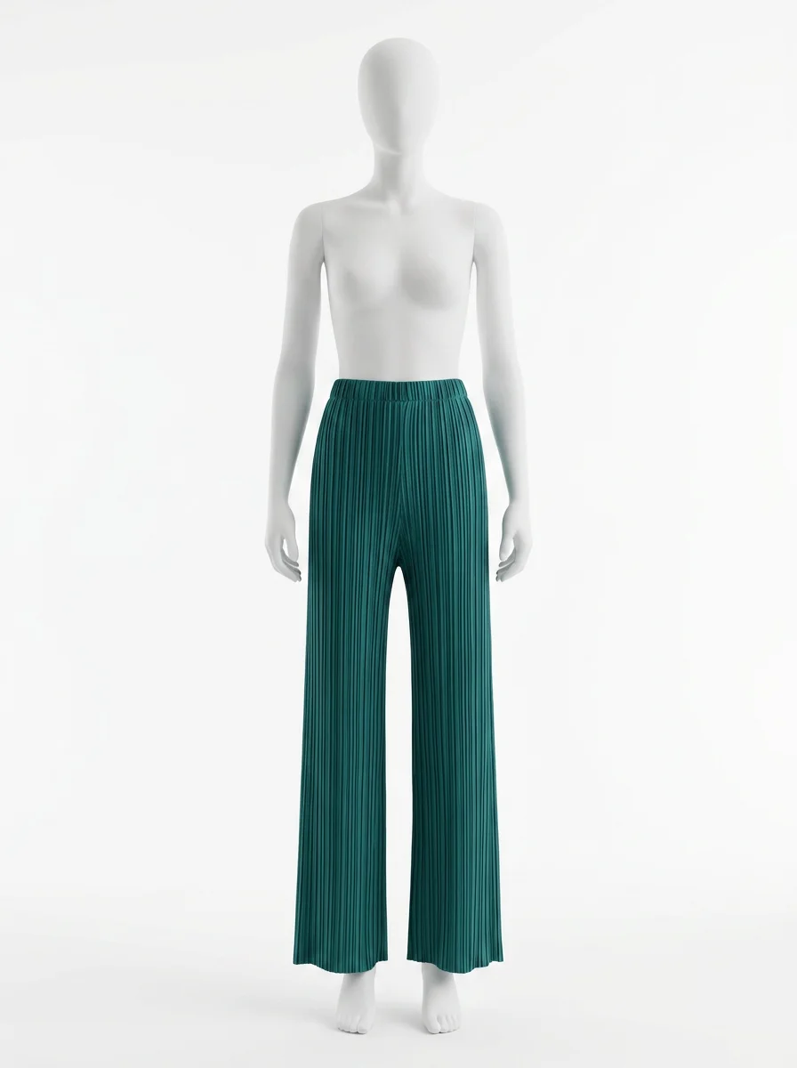 Pantalon plissé ample coupe droite minimaliste femme - Vue 1 - Pantalon plissé