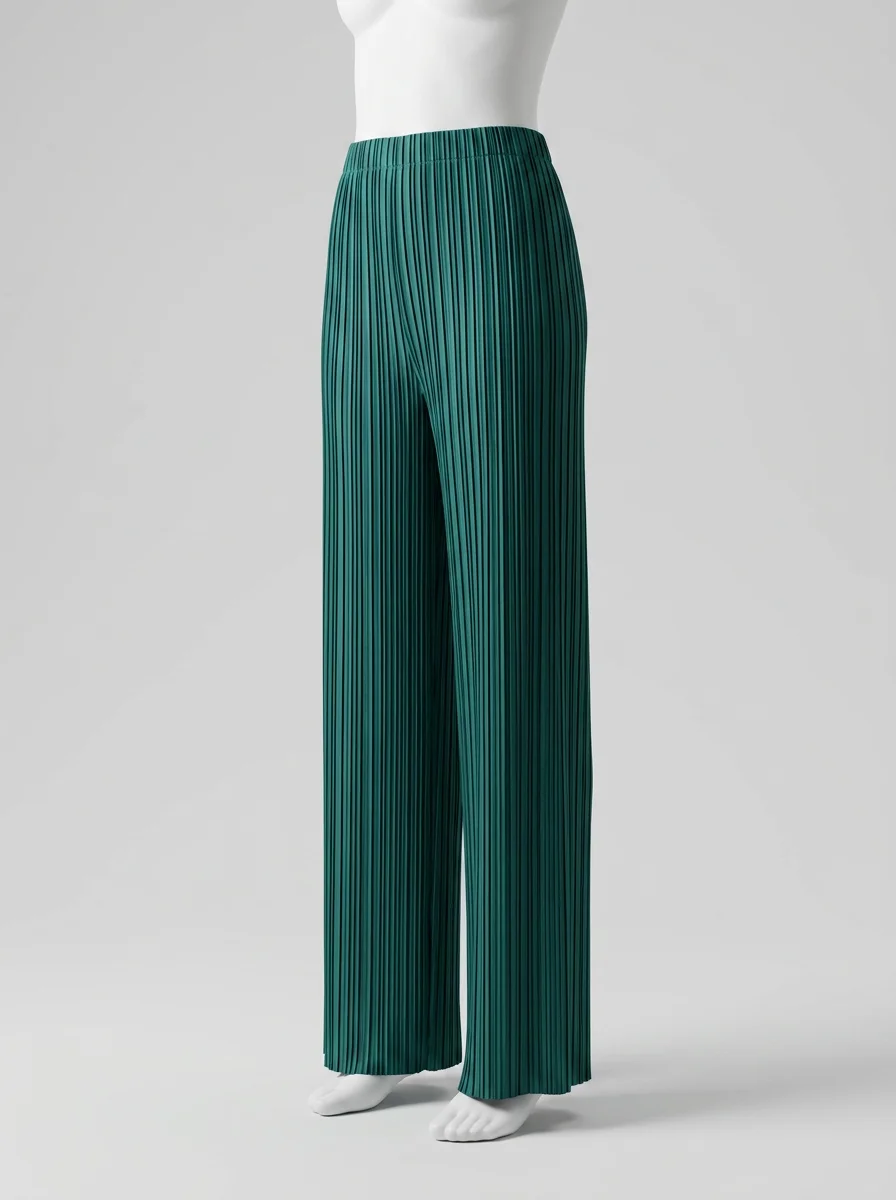 Pantalon plissé ample coupe droite minimaliste femme - Vue 2 - Pantalon plissé