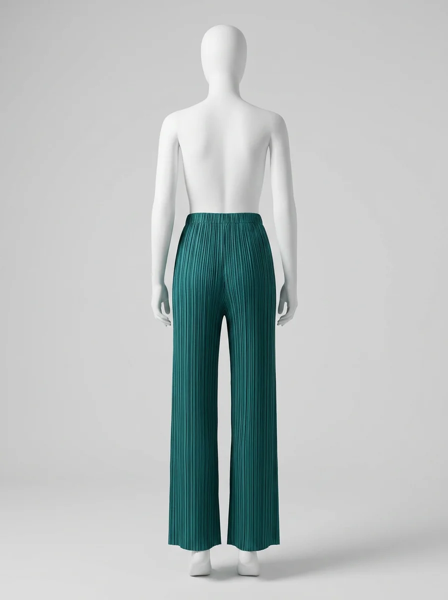Pantalon plissé ample coupe droite minimaliste femme - Vue 3 - Pantalon plissé