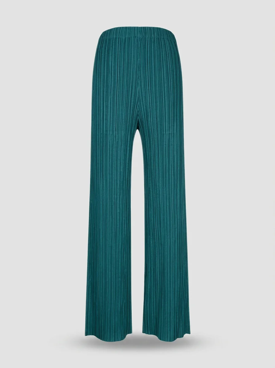 Pantalon plissé ample coupe droite minimaliste femme - Vue 4 - Pantalon plissé