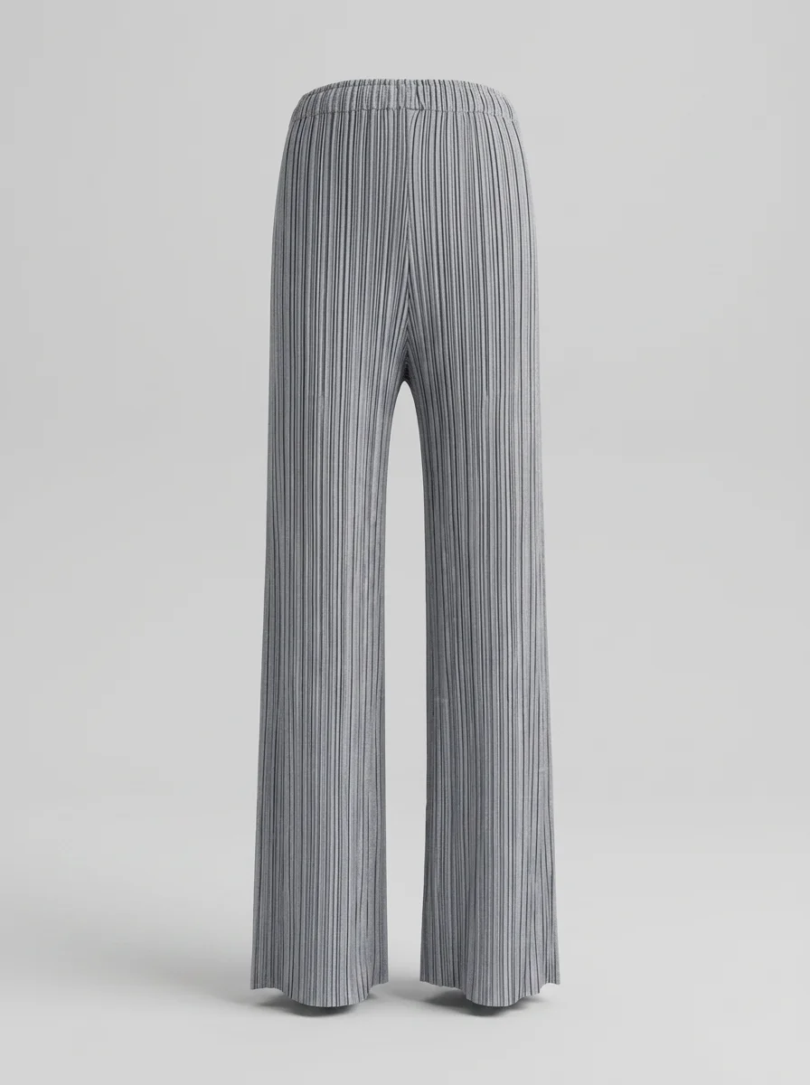 Pantalon plissé ample coupe droite minimaliste femme - Vue 5 - Pantalon plissé