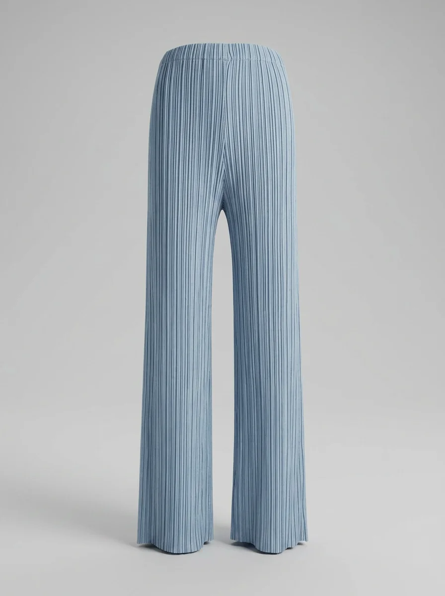 Pantalon plissé ample coupe droite minimaliste femme - Vue 6 - Pantalon plissé