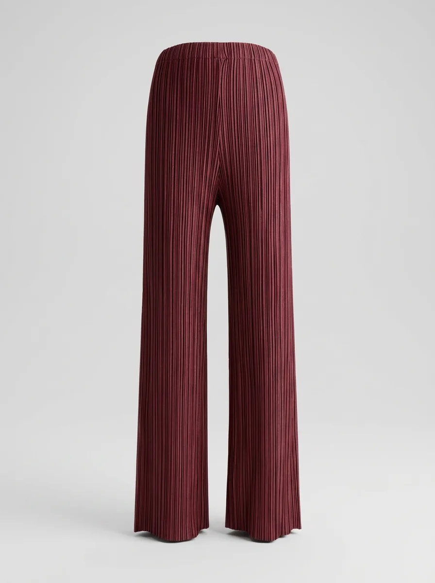 Pantalon plissé ample coupe droite minimaliste femme - Vue 8 - Pantalon plissé