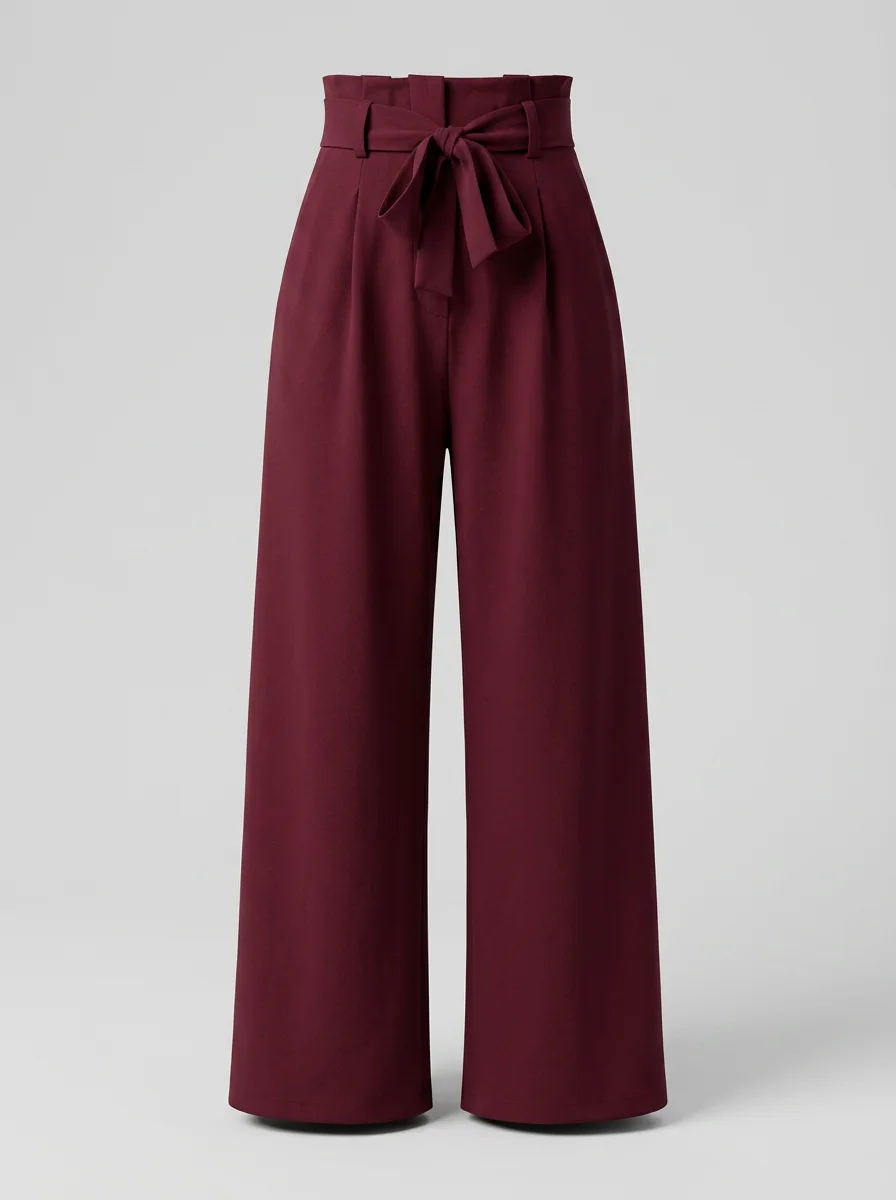 Pantalon plissé business évasé ceinture nouée femme - Vue 11 - Pantalon plissé