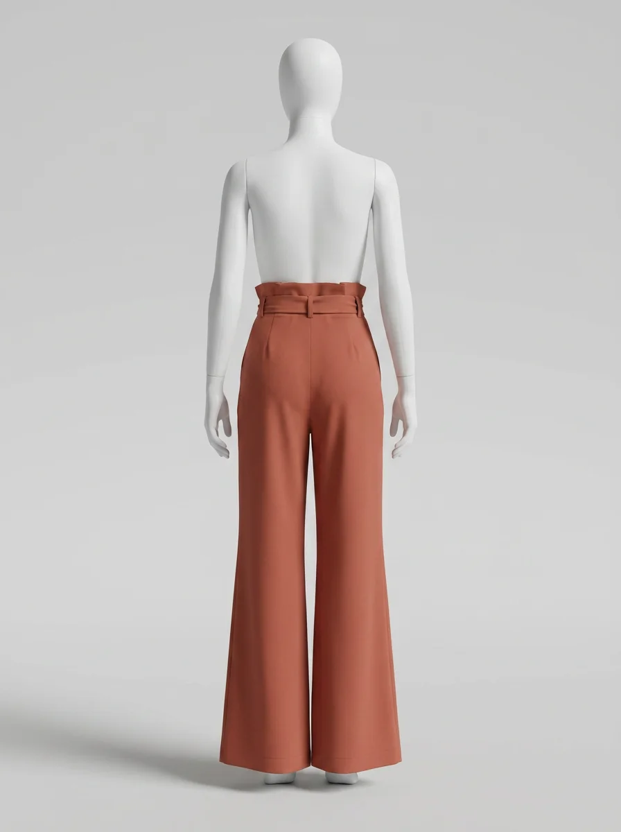 Pantalon plissé business évasé ceinture nouée femme - Vue 4 - Pantalon plissé