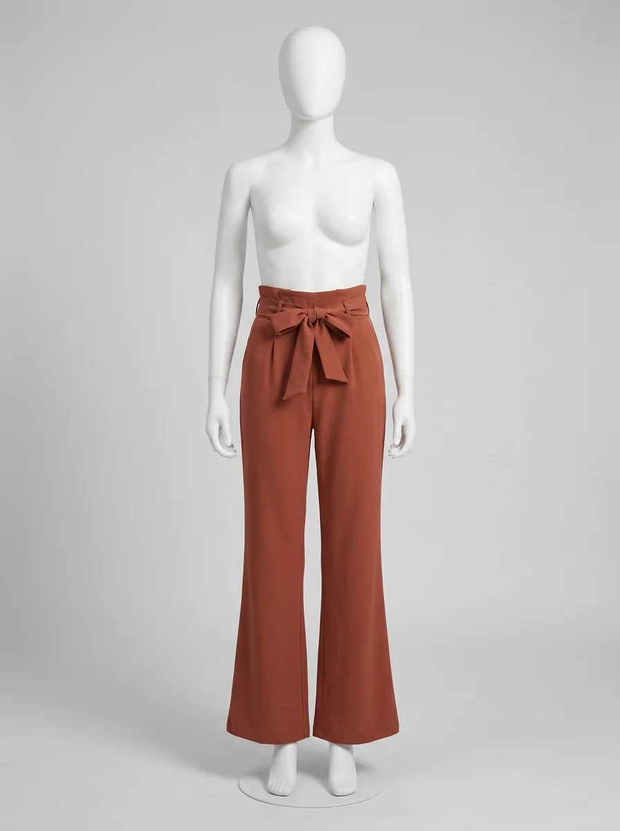 Pantalon plissé business évasé ceinture nouée femme - Vue 5 - Pantalon plissé