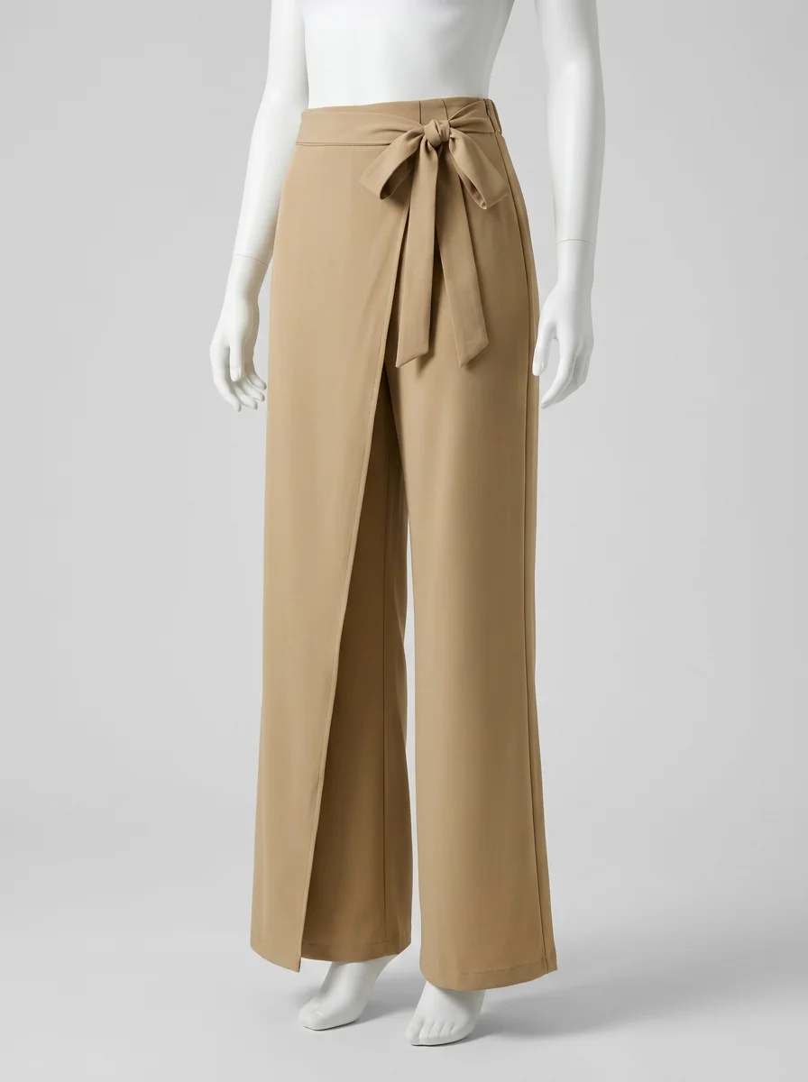 Pantalon plissé business évasé ceinture nouée femme - Vue 6 - Pantalon plissé