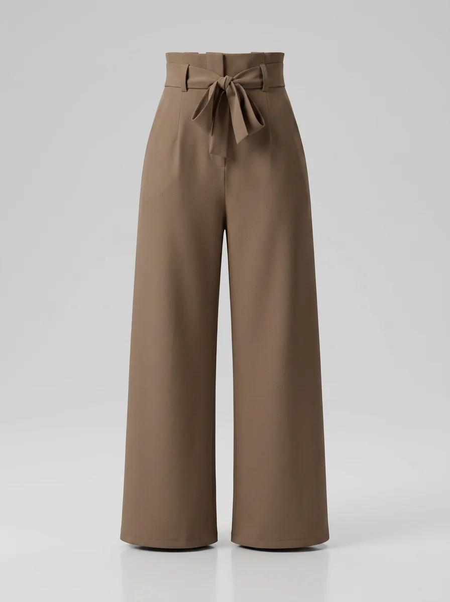 Pantalon plissé business évasé ceinture nouée femme - Vue 8 - Pantalon plissé