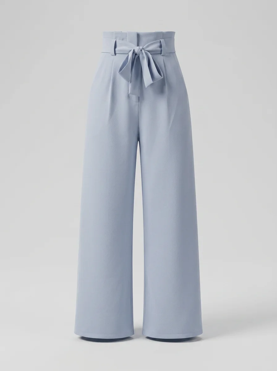 Pantalon plissé business évasé ceinture nouée femme - Vue 9 - Pantalon plissé