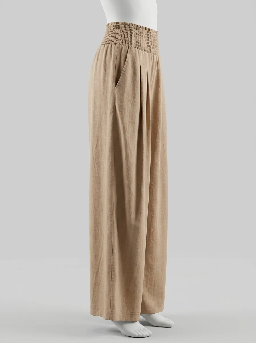 Pantalon plissé coton léger large vacances femme - Vue 2 - Pantalon plissé