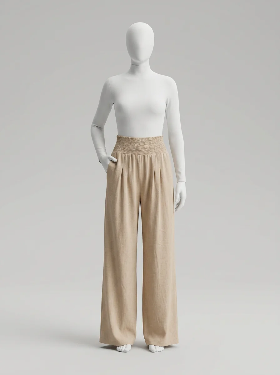 Pantalon plissé coton léger large vacances femme - Vue 4 - Pantalon plissé