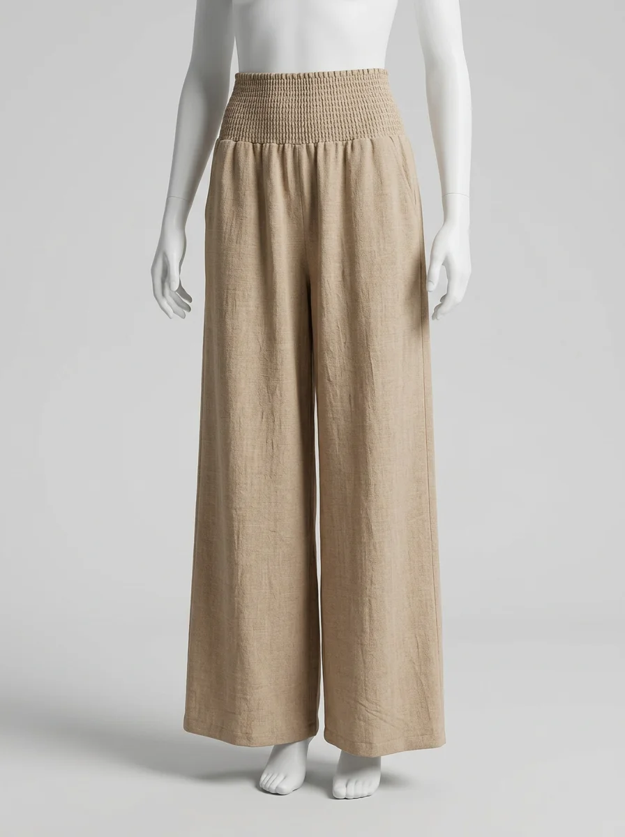 Pantalon plissé coton léger large vacances femme - Vue 5 - Pantalon plissé