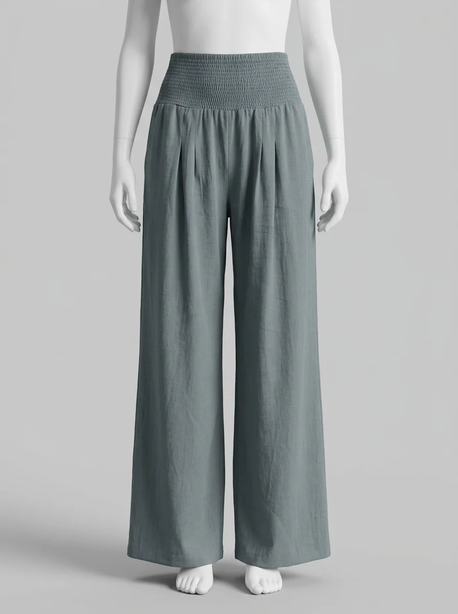 Pantalon plissé coton léger large vacances femme - Vue 7 - Pantalon plissé