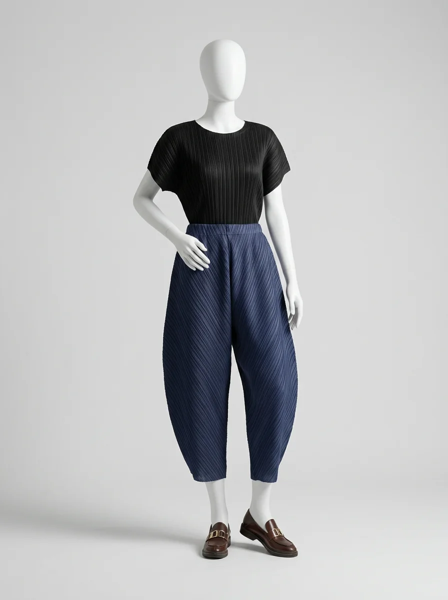 Pantalon plissé coupe banane ample streetwear femme - Vue 10 - Pantalon plissé