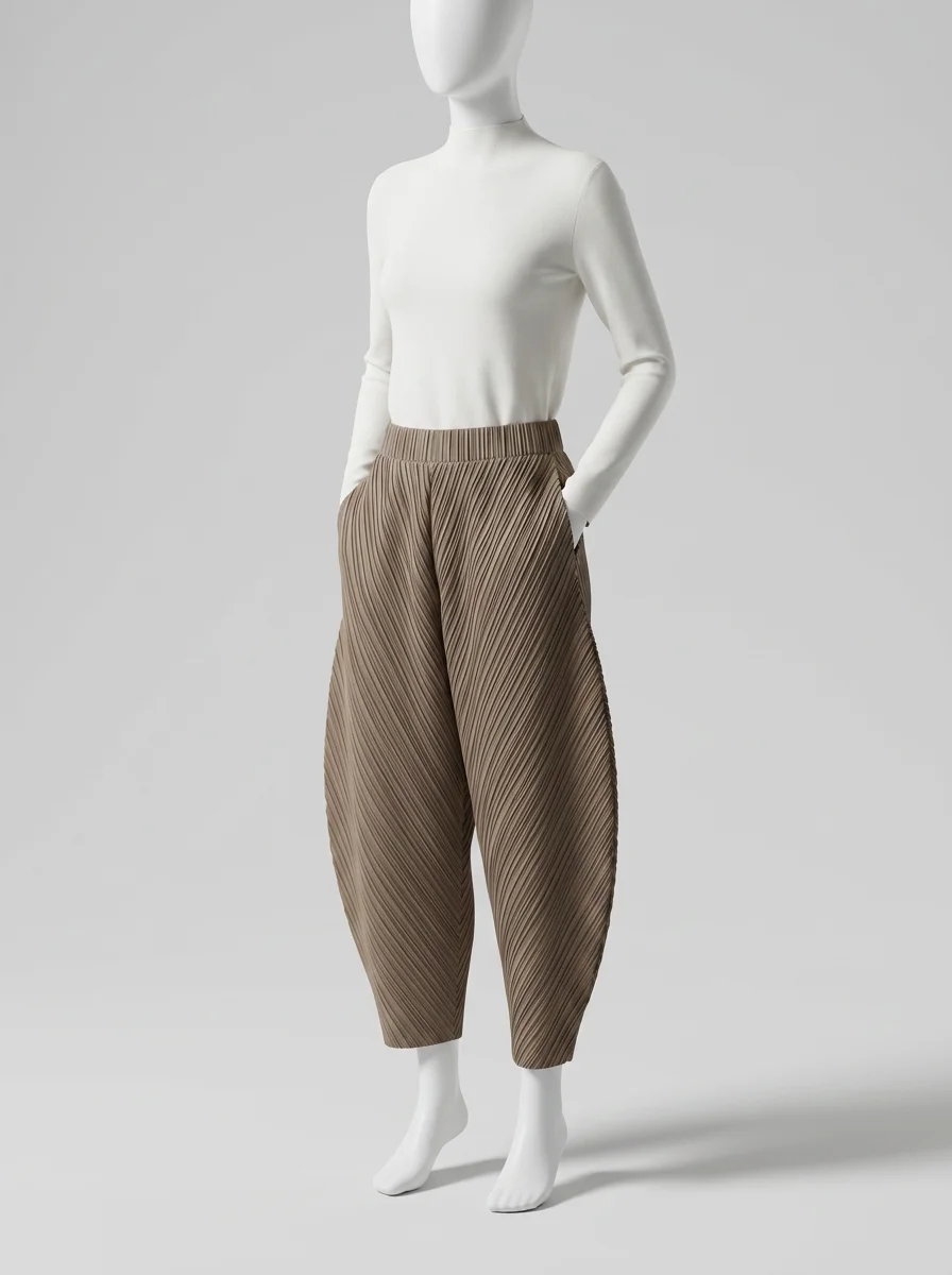 Pantalon plissé coupe banane ample streetwear femme - Vue 2 - Pantalon plissé