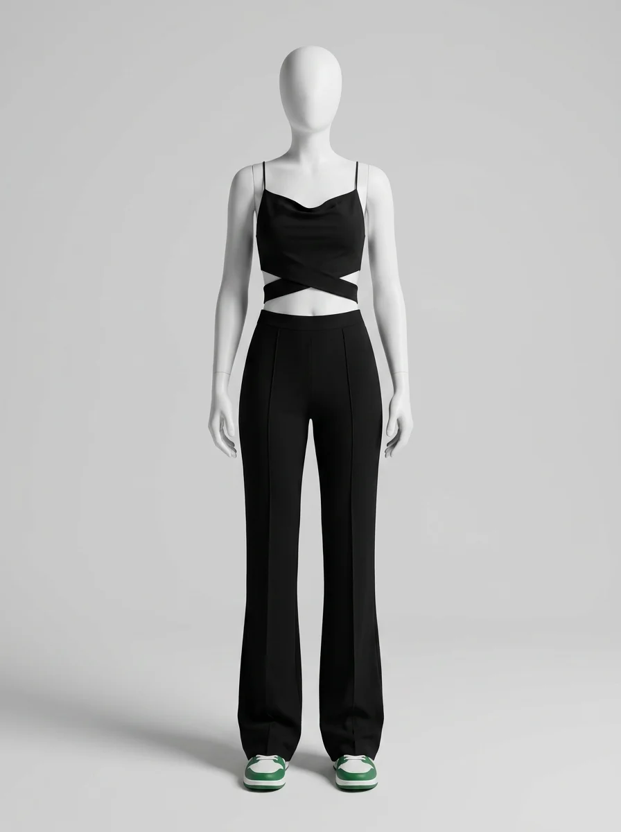 Pantalon plissé évasé slim bureau élégant femme - Vue 7 - Pantalon plissé