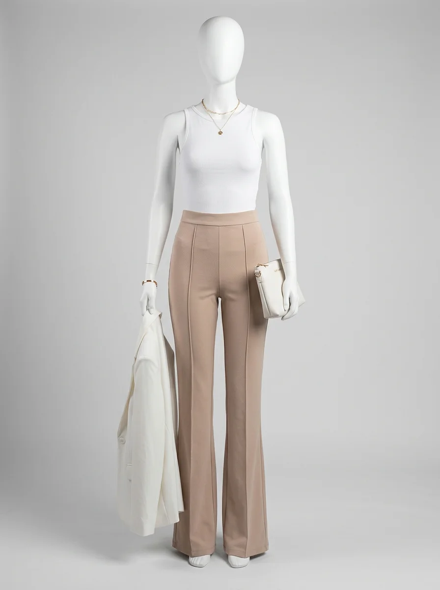 Pantalon plissé évasé slim bureau élégant femme - Vue 9 - Pantalon plissé