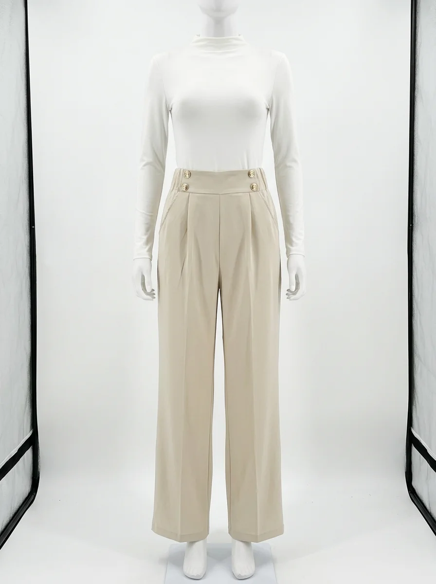 Pantalon plissé fibre légère bureau élégant femme - Vue 1 - Pantalon plissé