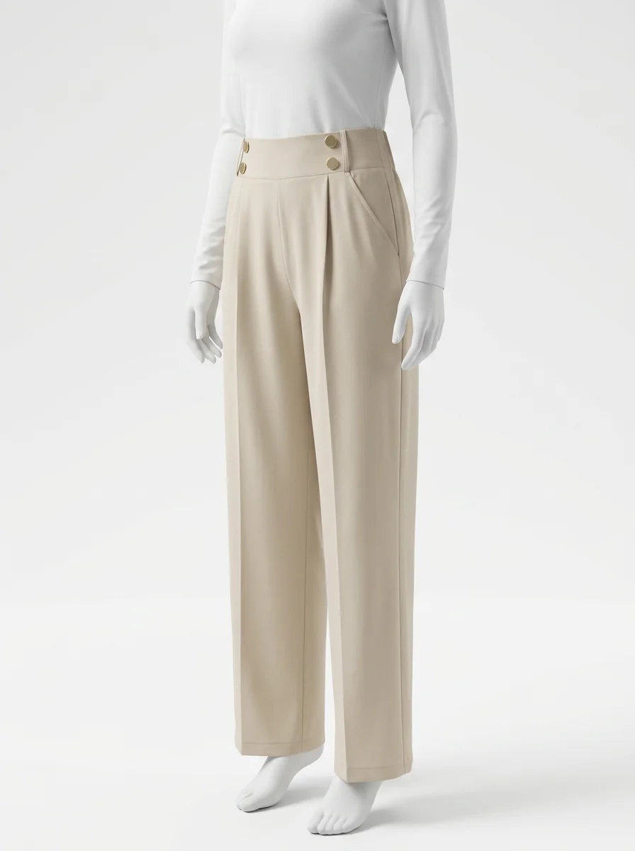 Pantalon plissé fibre légère bureau élégant femme - Vue 2 - Pantalon plissé