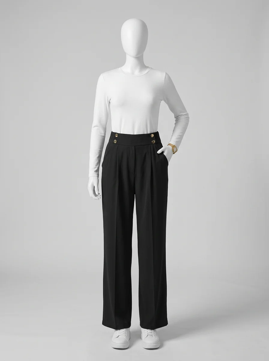 Pantalon plissé fibre légère bureau élégant femme - Vue 6 - Pantalon plissé