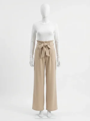 Pantalon plissé large taille haute sophistiqué bureau femme - Vue 1 - Pantalon plissé