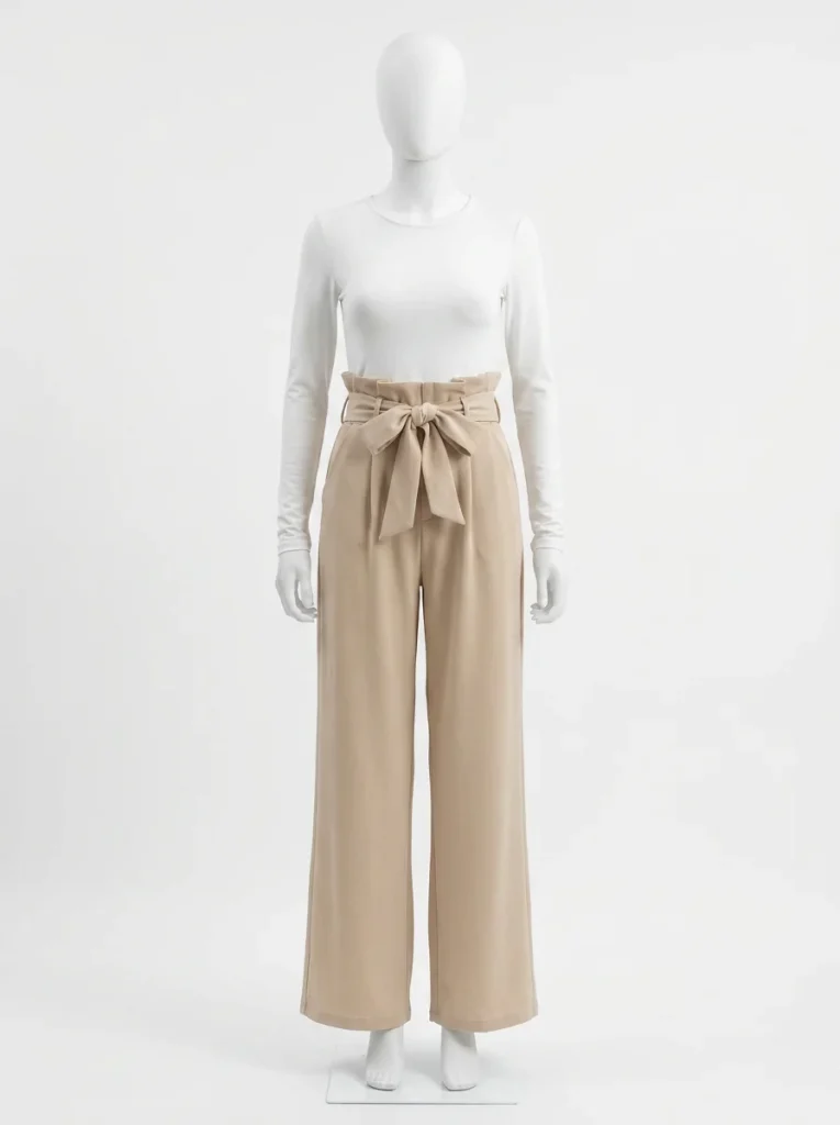 Pantalon plissé large taille haute sophistiqué bureau femme - Vue 1 - Pantalon plissé