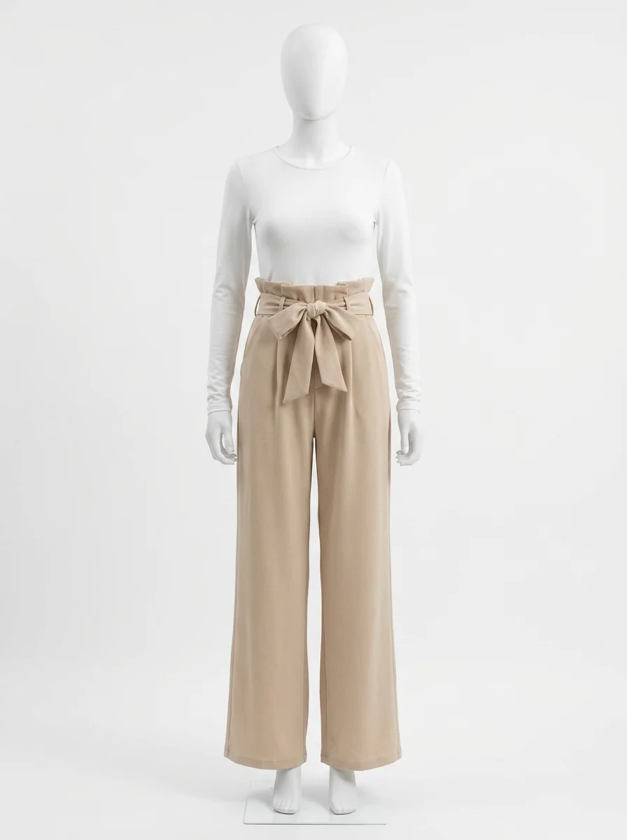 Pantalon plissé large taille haute sophistiqué bureau femme - Vue 1 - Pantalon plissé