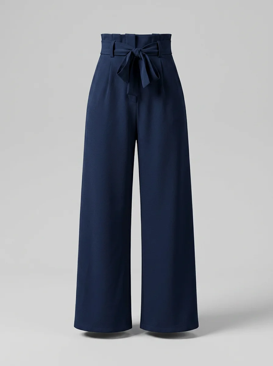 Pantalon plissé large taille haute sophistiqué bureau femme - Vue 11 - Pantalon plissé