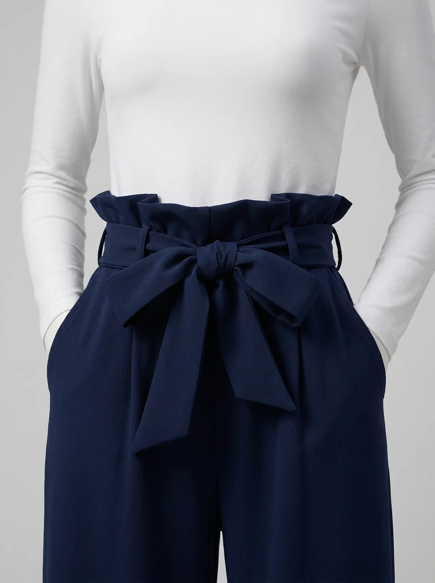 Pantalon plissé large taille haute sophistiqué bureau femme - Vue 4 - Pantalon plissé