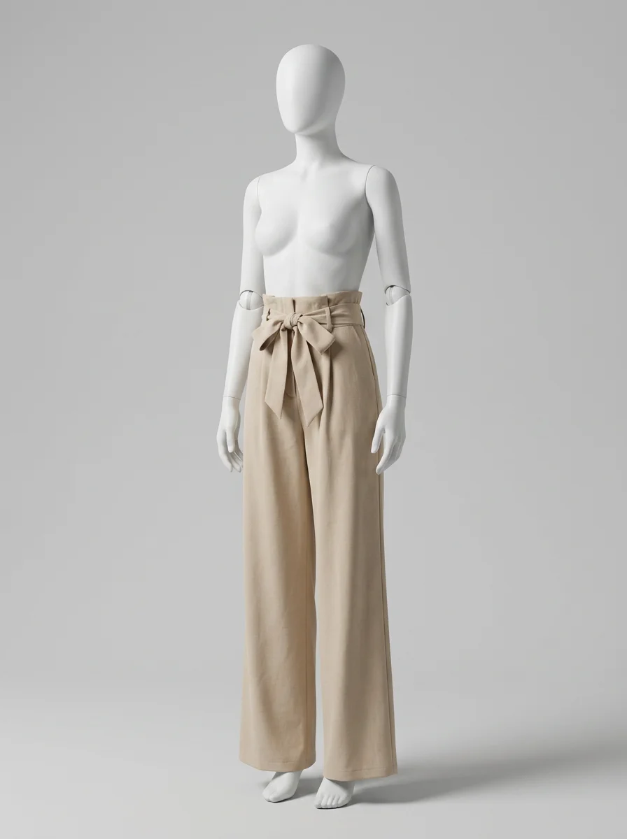 Pantalon plissé large taille haute sophistiqué bureau femme - Vue 5 - Pantalon plissé