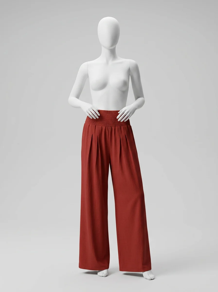 Pantalon plissé nylon coton jambe large été femme - Vue 8 - Pantalon plissé