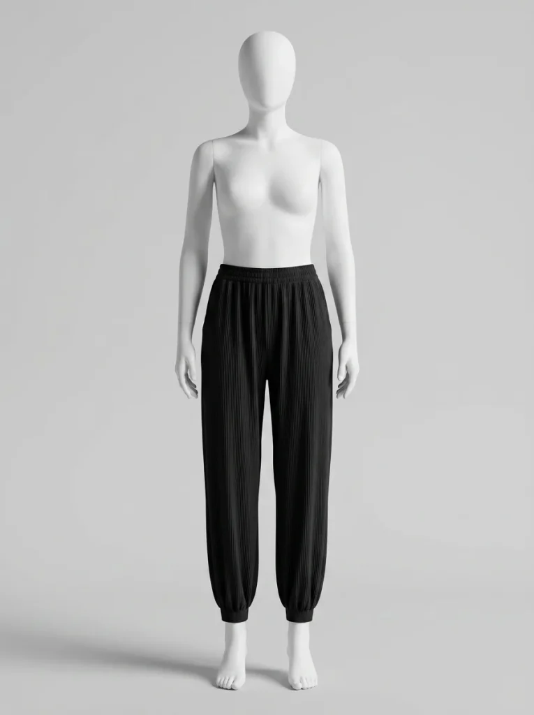 Pantalon plissé nylon soie glacée sport décontracté femme - Vue 7 - Pantalon plissé