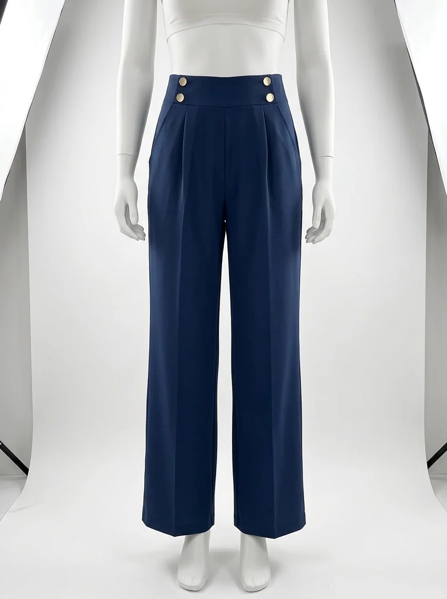 Pantalon plissé taille haute business moderne femme - Vue 1 - Pantalon plissé