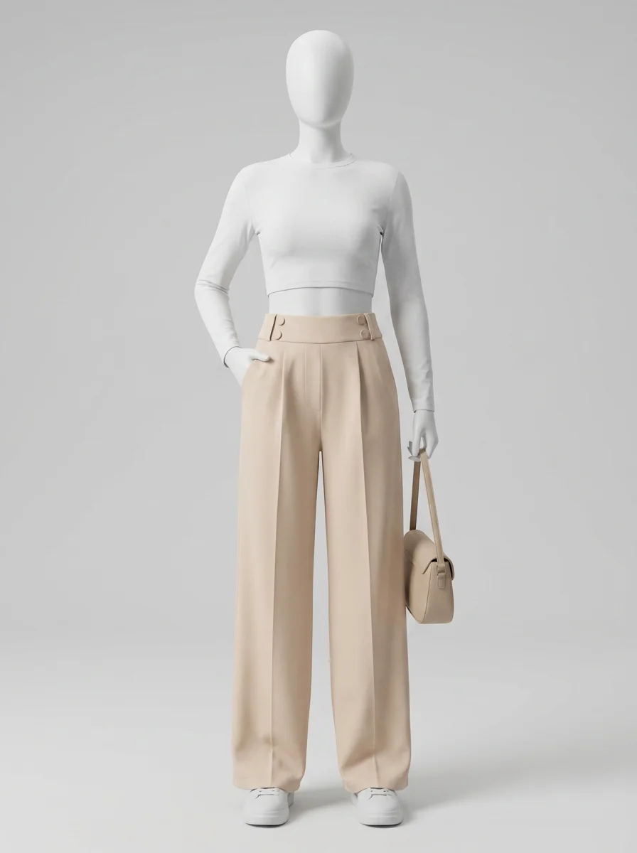Pantalon plissé taille haute business moderne femme - Vue 10 - Pantalon plissé