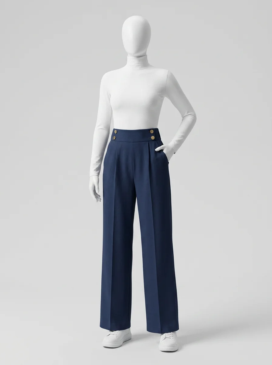 Pantalon plissé taille haute business moderne femme - Vue 11 - Pantalon plissé