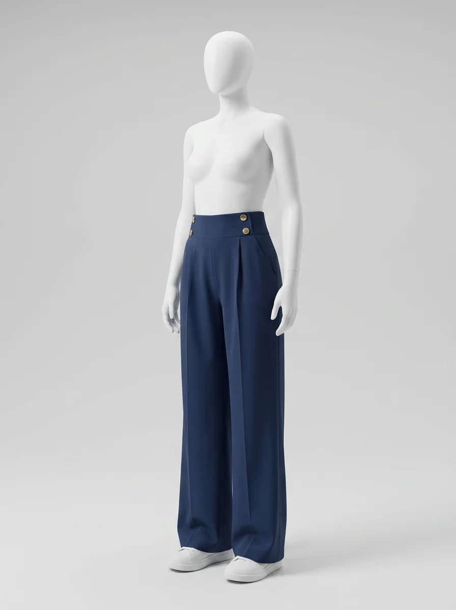 Pantalon plissé taille haute business moderne femme - Vue 2 - Pantalon plissé
