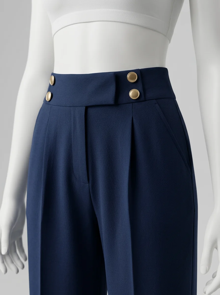 Pantalon plissé taille haute business moderne femme - Vue 3 - Pantalon plissé