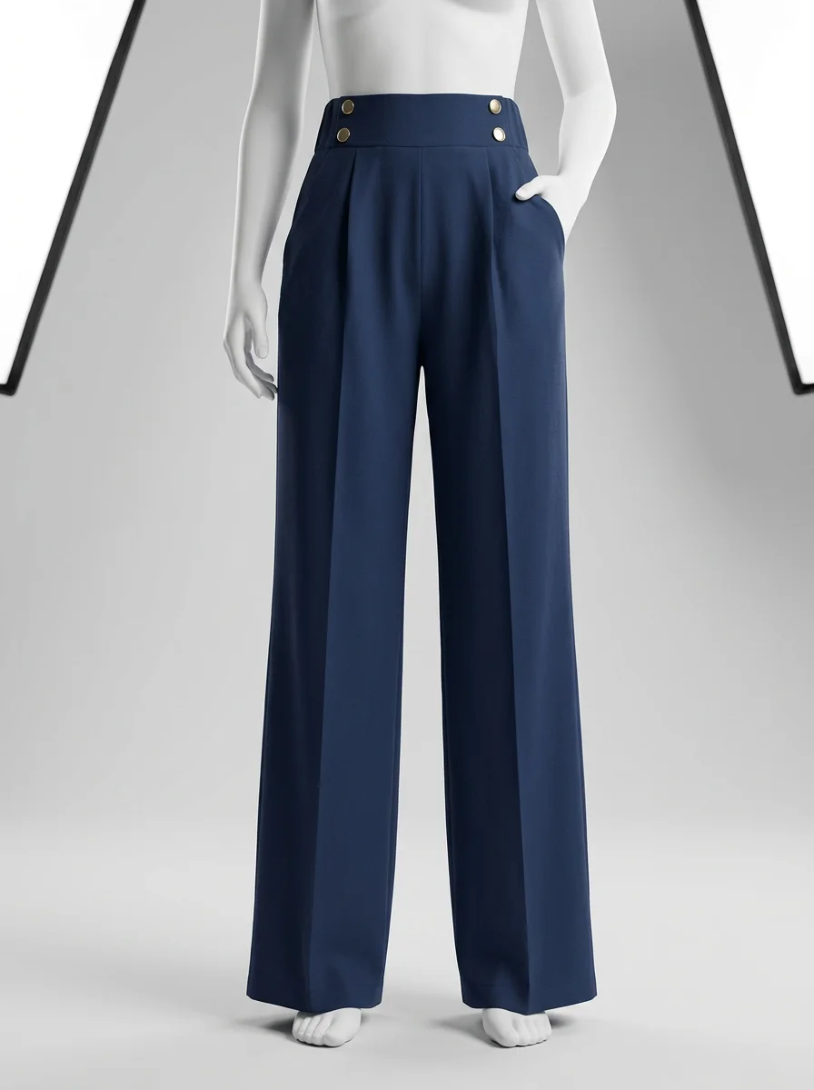 Pantalon plissé taille haute business moderne femme - Vue 4 - Pantalon plissé