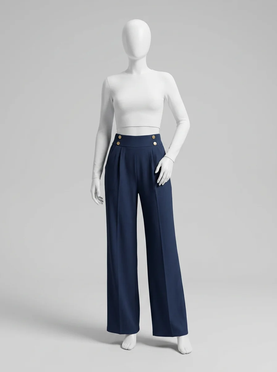 Pantalon plissé taille haute business moderne femme - Vue 5 - Pantalon plissé