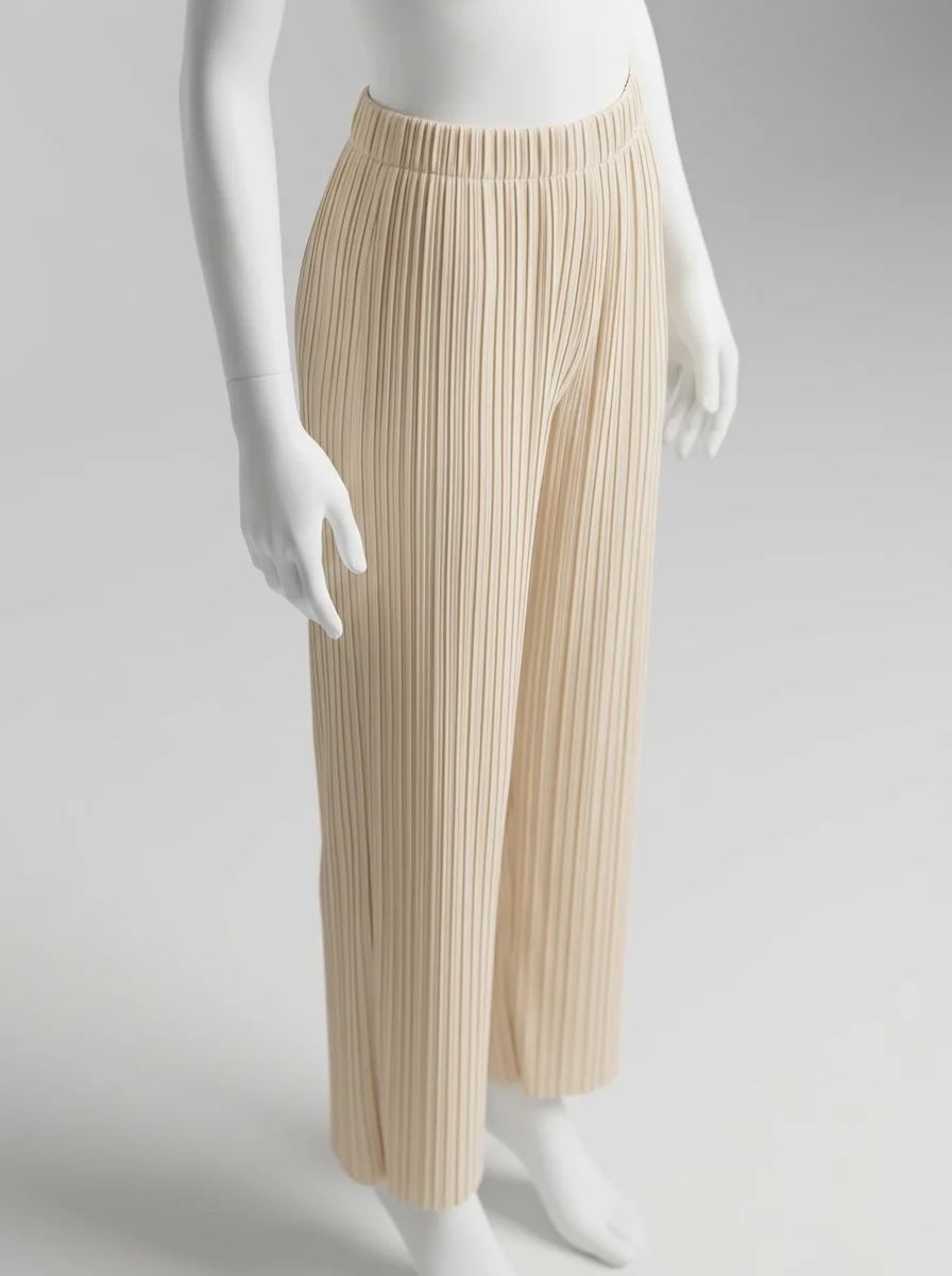 Pantalon plissé taille haute coupe droite élégant femme - Vue 3 - Pantalon plissé
