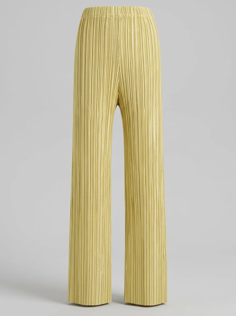 Pantalon plissé taille haute coupe droite élégant femme - Vue 8 - Pantalon plissé