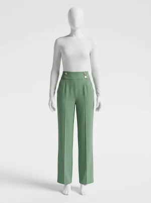 Pantalon plissé taille haute professionnel jambe droite femme - Vue 1 - Pantalon plissé
