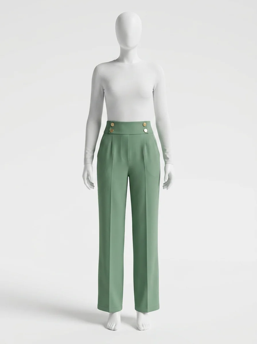 Pantalon plissé taille haute professionnel jambe droite femme - Vue 1 - Pantalon plissé