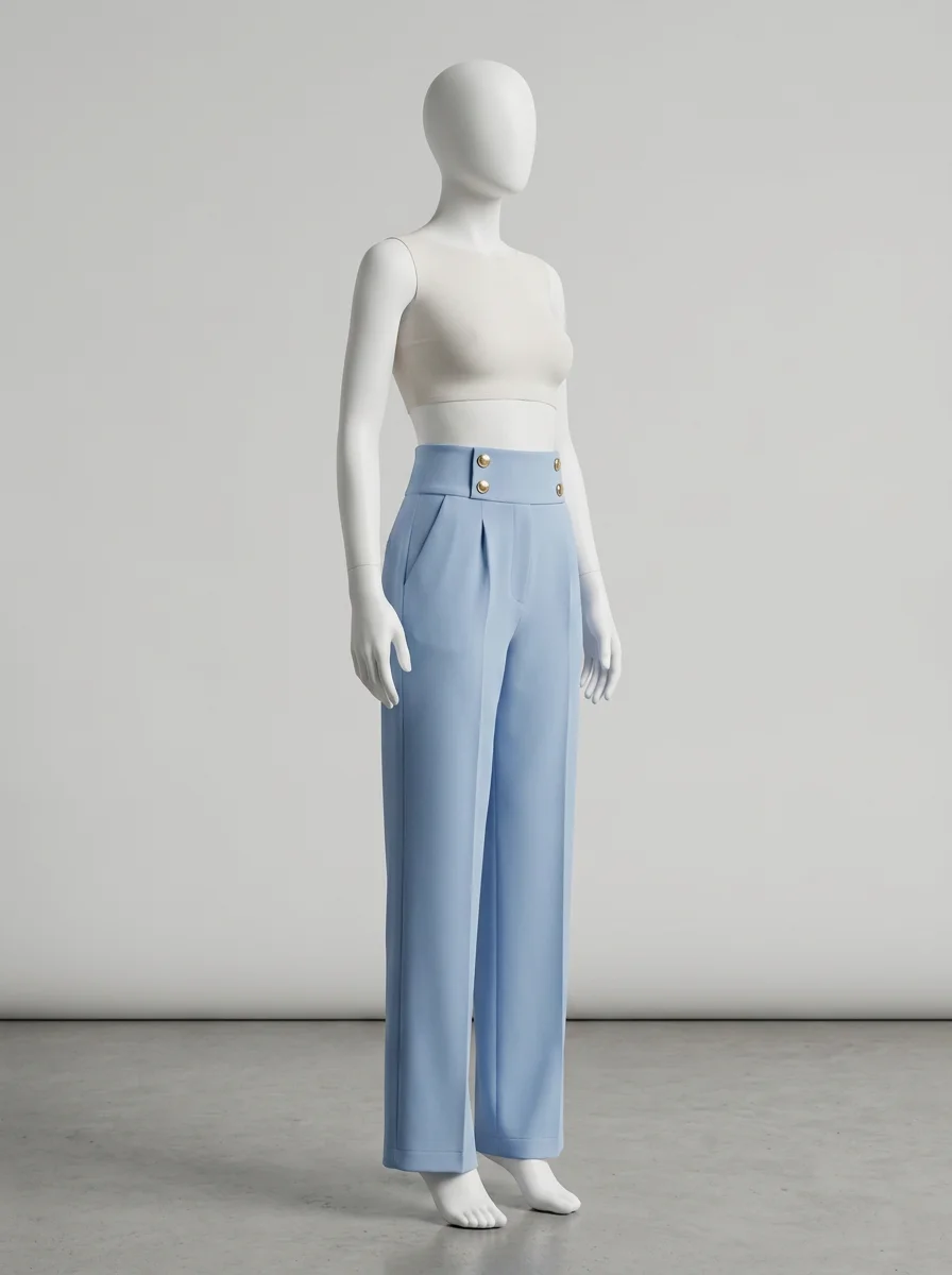 Pantalon plissé taille haute professionnel jambe droite femme - Vue 3 - Pantalon plissé