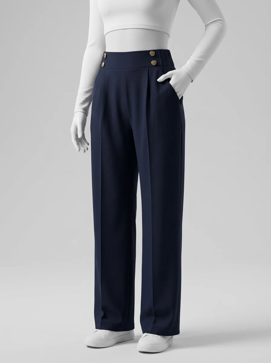 Pantalon plissé taille haute professionnel jambe droite femme - Vue 5 - Pantalon plissé