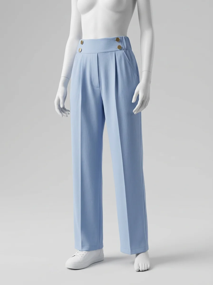 Pantalon plissé taille haute professionnel jambe droite femme - Vue 6 - Pantalon plissé