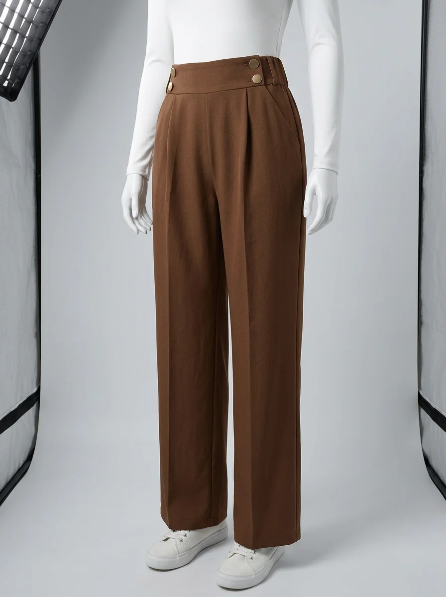 Pantalon plissé taille haute professionnel jambe droite femme - Vue 9 - Pantalon plissé