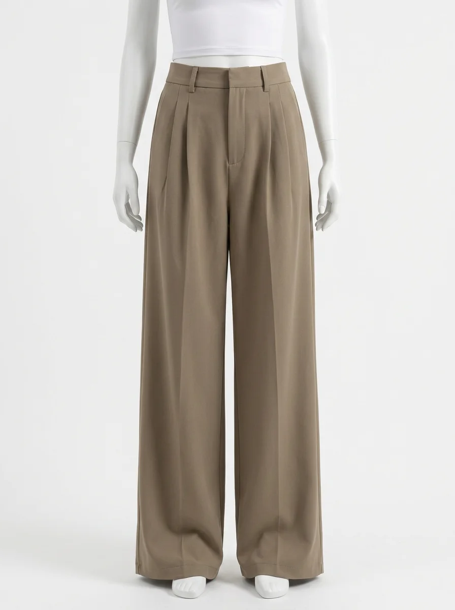 Pantalon plissé viscose large business élégant femme - Vue 1 - Pantalon plissé
