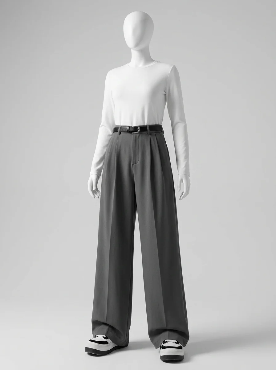 Pantalon plissé viscose large business élégant femme - Vue 10 - Pantalon plissé