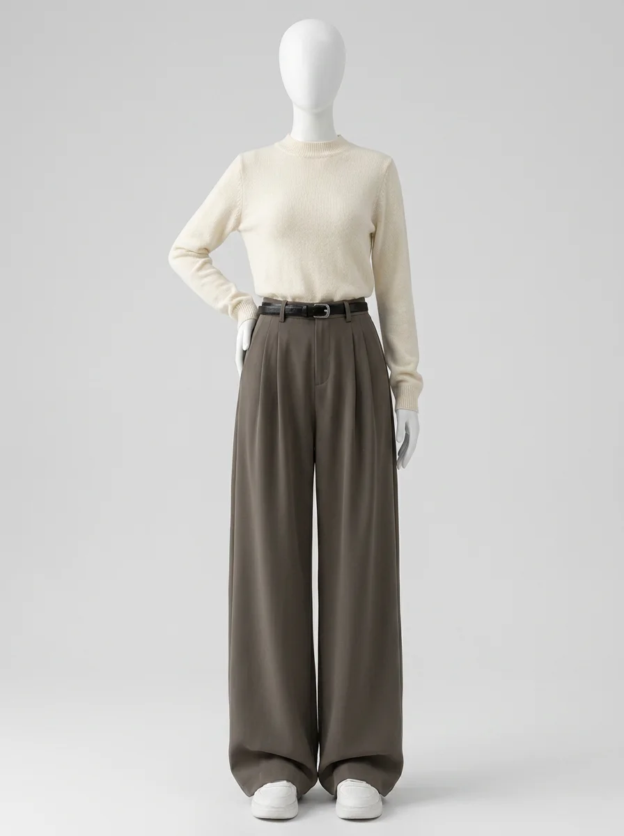 Pantalon plissé viscose large business élégant femme - Vue 8 - Pantalon plissé